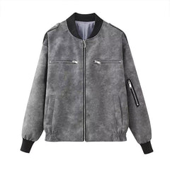 bomber jacket New Loose Retro American Coat Brown Lapel Short Motorcycle Jacket Casual Street Leather Coat