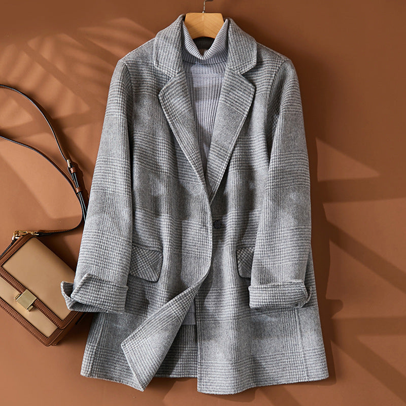 outfit inspo Elegant Commuter Wool Suit Jacket Women's Autumn Coat Women's Plaid Double-Sided Suit Women's Wool