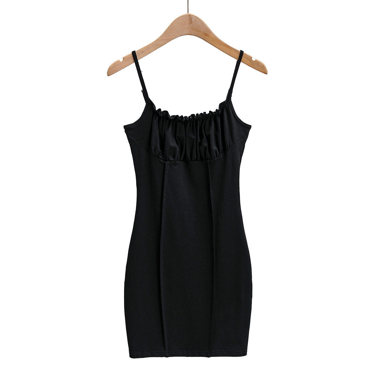 cute outfits fall INS Style Sexy Chest Pleated Suspender Skirt Summer Wooden Ear Tight Dress