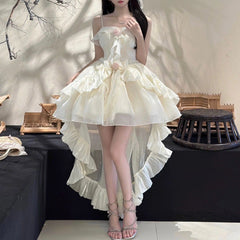 ribbons galore dress to impress Summer New Korean Style Niche Exquisite Waist Slimming Sling Tail Dress Short Skirt for Women