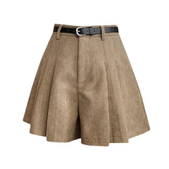 business casual outfits High Waist Corduroy A- line Skirt Women's Age-Reducing Pleated Skirt Retro Simple Corduroy Anti-Exposure Skirt Autumn