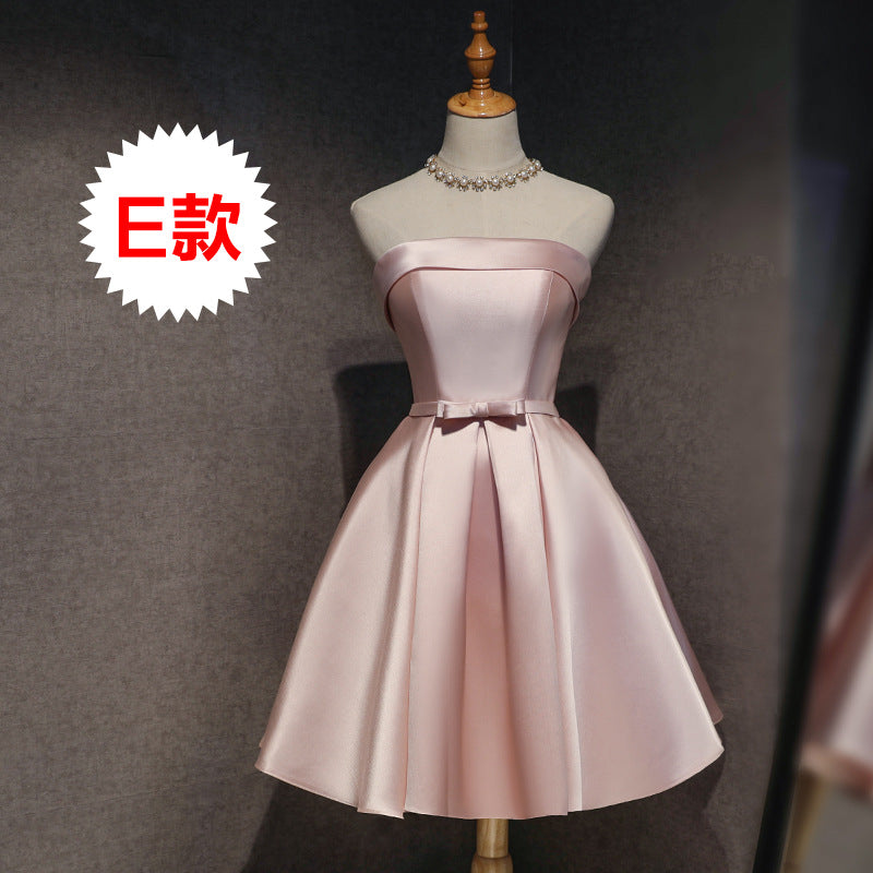 prom dresses Bridesmaid Dress Short Pink New Autumn Sisters Dress Bridesmaid Group Banquet Evening Dress Host Dress