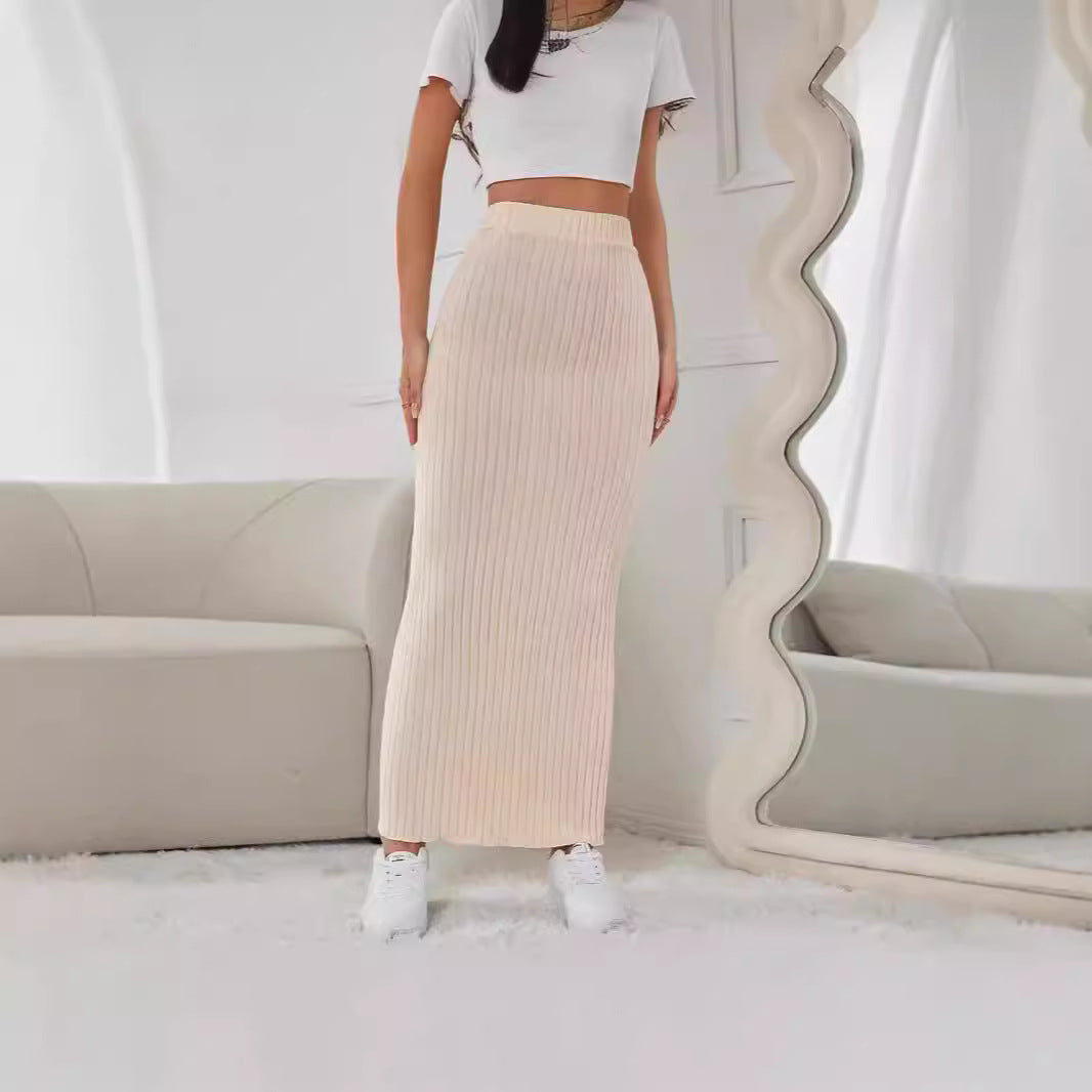 fashion outfits Skirt Women's Hip High-Grade Elastic Waist Spring and Autumn French Style Women's Clothing