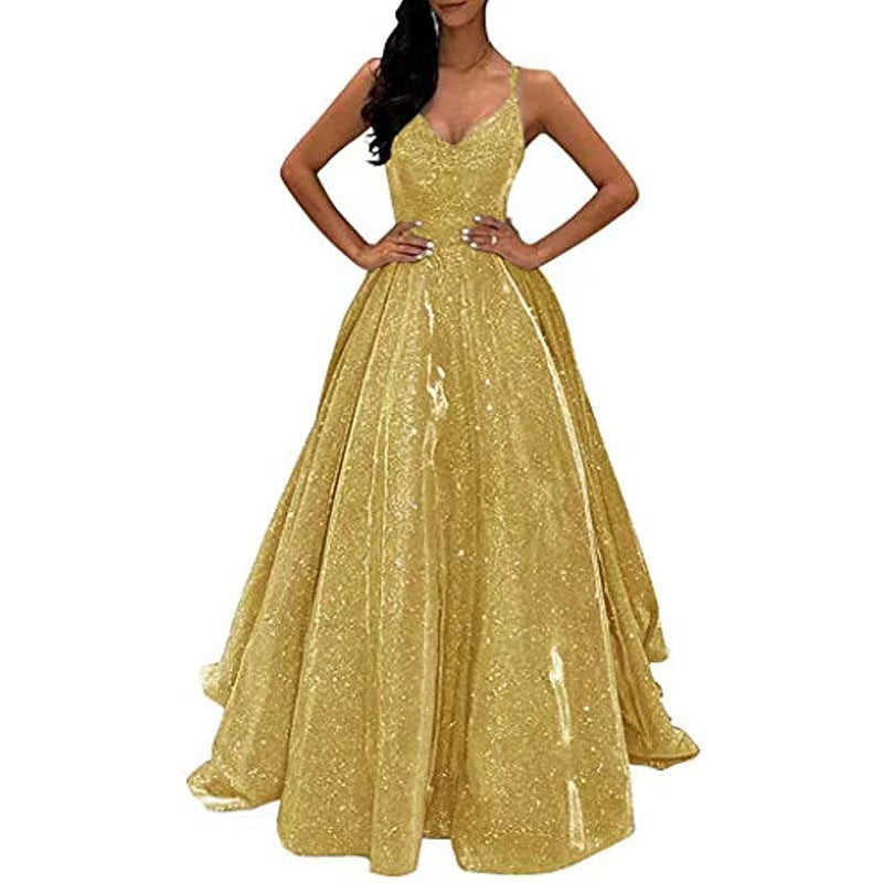 prom dresses Evening Dress Fashion Sling Sling Flash Banquet Activities Elegant Slimming Long Dress