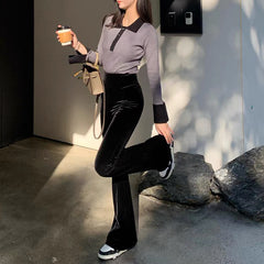 egirl style Velvet Winter Velvet Set Extra Thick Velvet Flared Pants