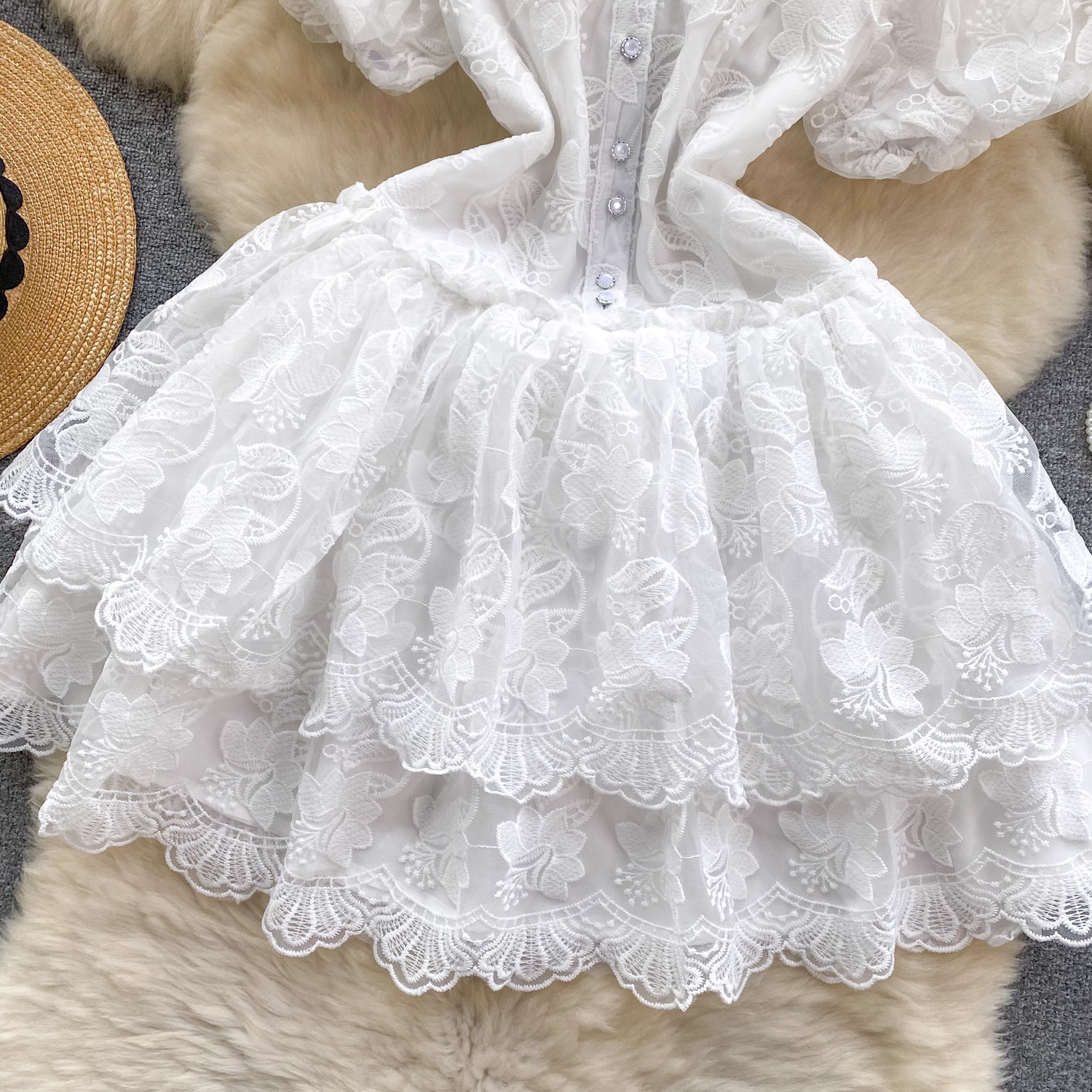 Embroidered Princess Dress with Sweet Ruffles and Temperament Dress for Women HOT1204