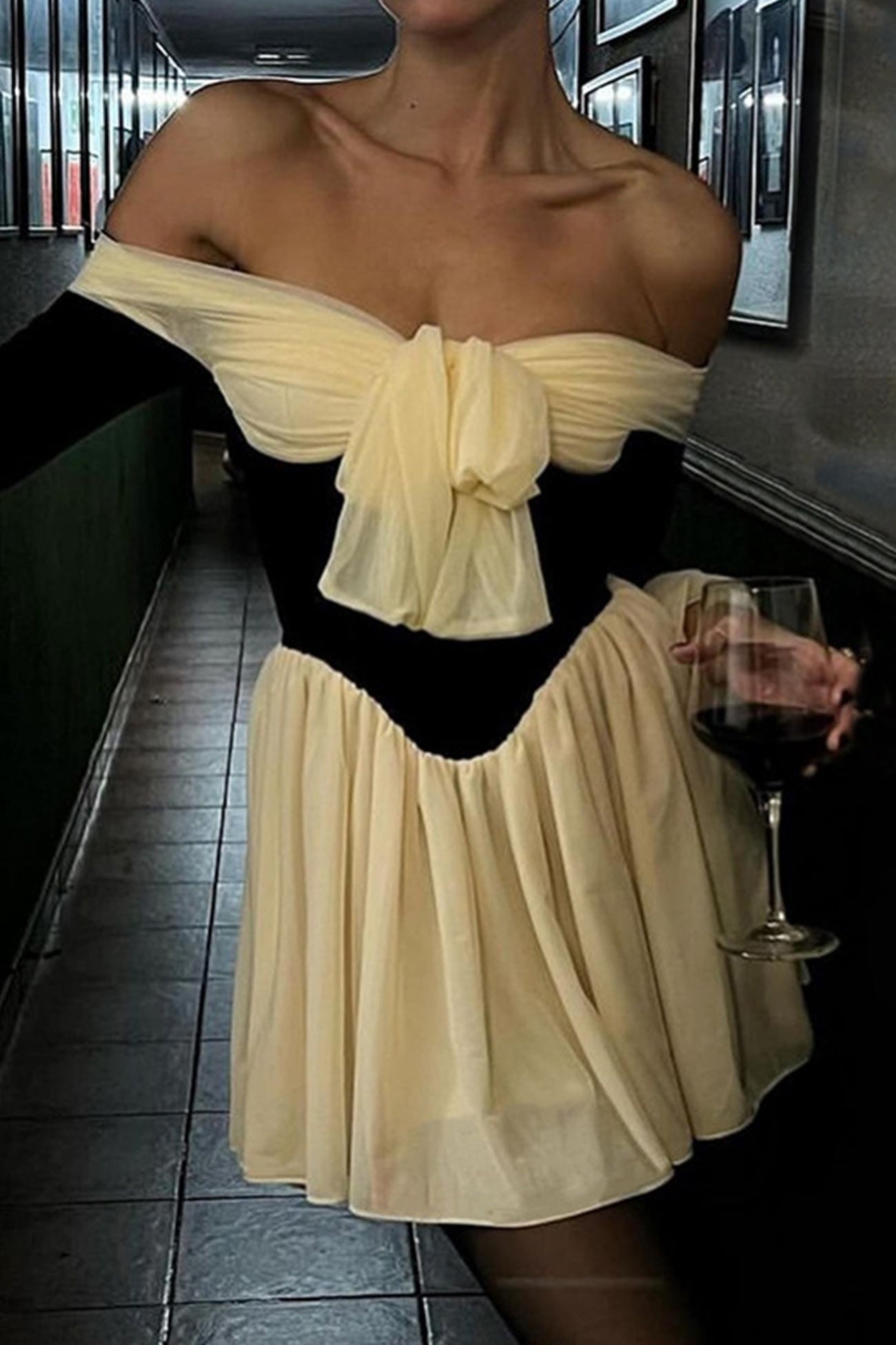 BXOXO - Off Shoulder Bow Corset Dress