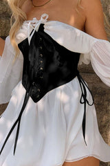 BXOXO - Off Shoulder Lace-up Corset Ruched Dress