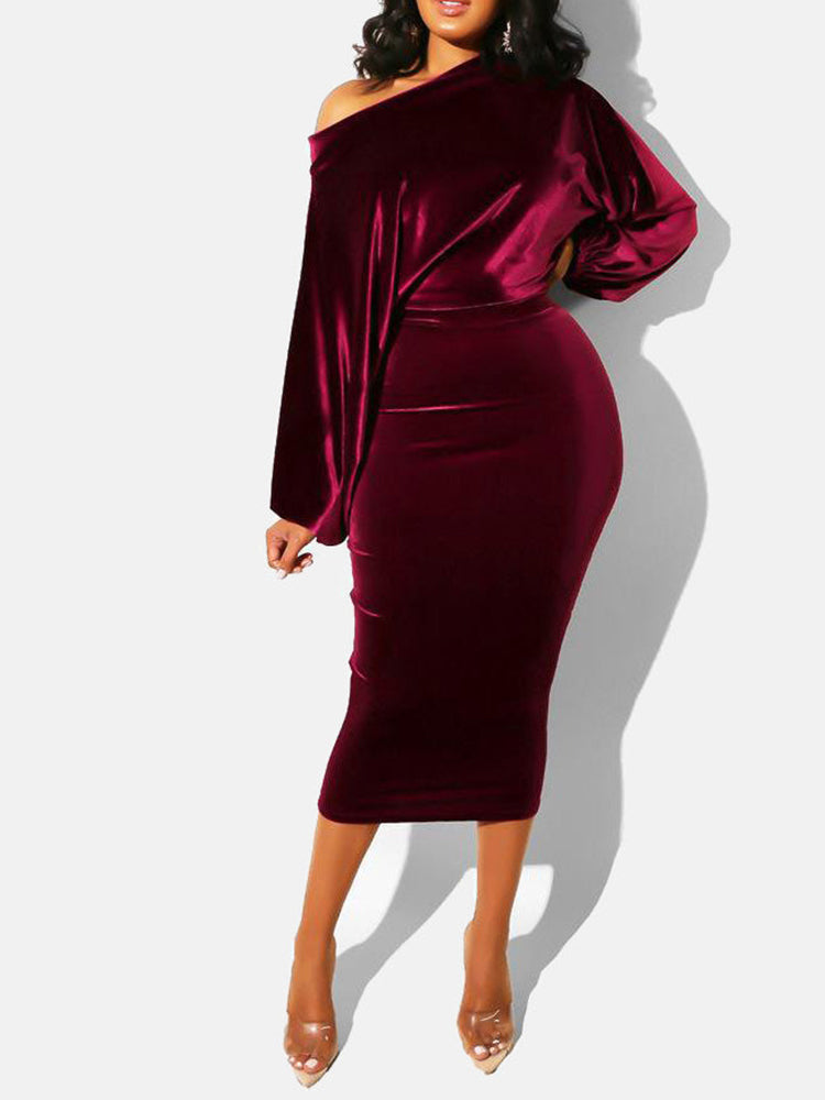 Velvet Off Shoulder Party Dress