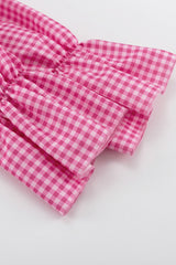 BXOXO - Pink Plaid Lapel A-Line Babydoll Dress