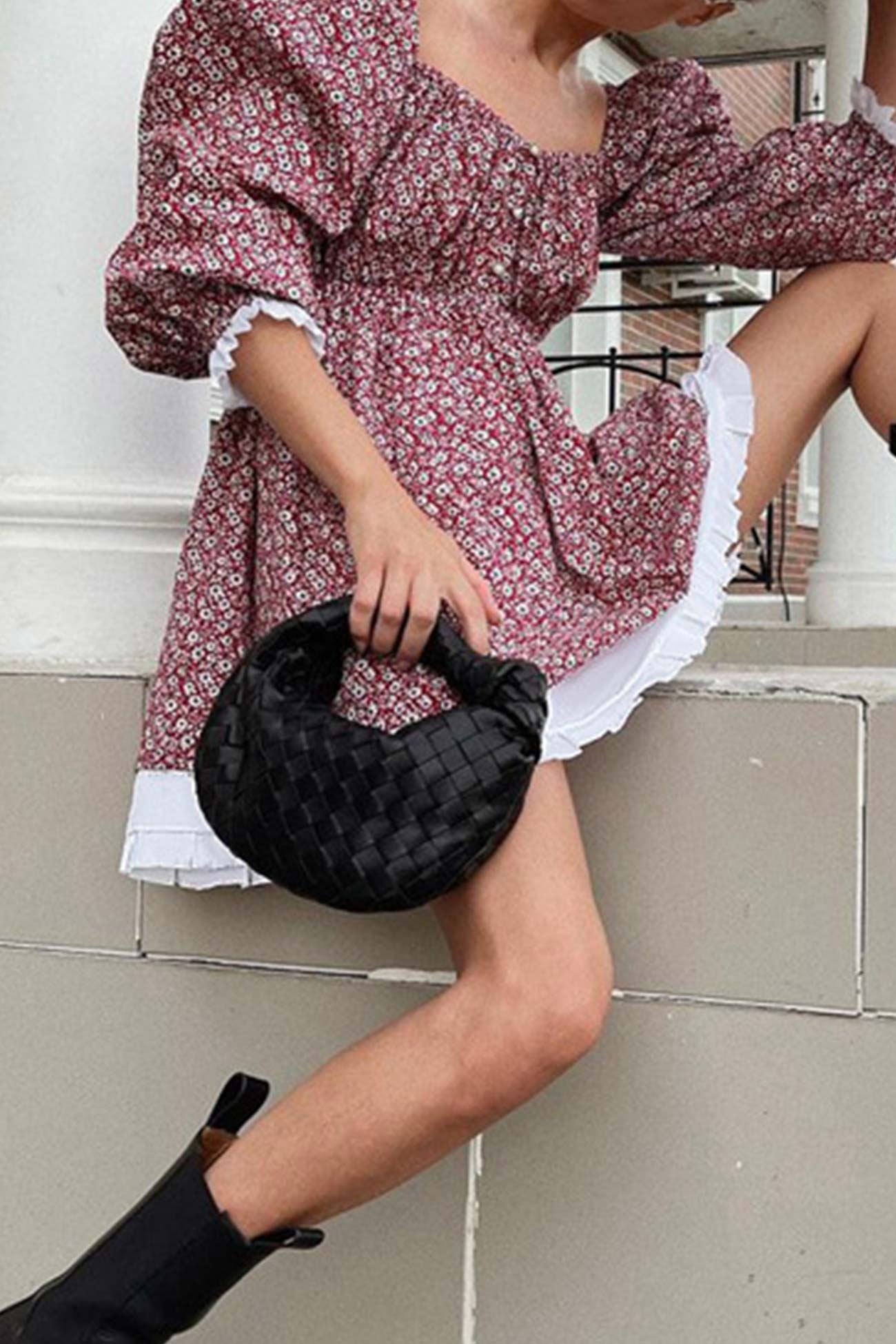 BXOXO - Puff Sleeve Off-Shoulder Floral Babydoll Dress