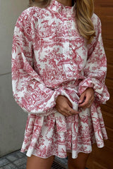 BXOXO - Retro Print Pearl Button A-line Dress