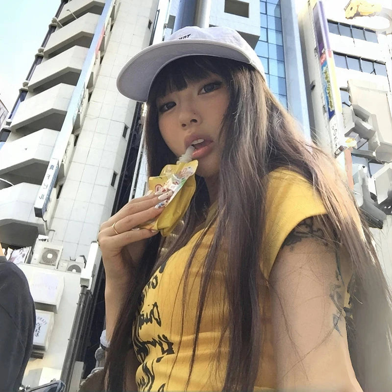 BXOXO Japanese Y2k Letter Print T-shirt Vintage Harajuku Crop Top Trashy 2000s Style Short Sleeve Tee Shirt American Retro 90s