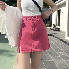 BXOXO - Double Button Denim Mini Skirt