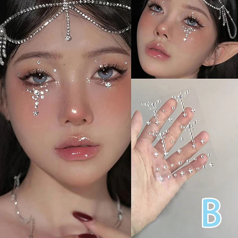 BXOXO New Diy Eyes Face Self Adhesive Makeup Temporary Tattoo Beauty Diamonds Jewels Stickers Festival Body Art Decor Nail Diamond