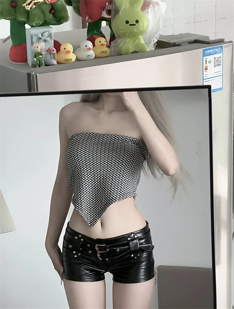 Bxoxo New sexy low waist PU leather pants artificial lederhosen summer elastic belt casual shorts women