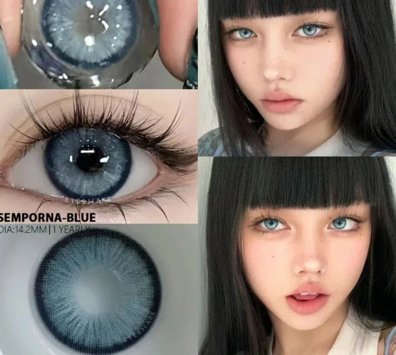 BXOXO Natural Colored Contact Lenses for Eyes 1pair New Contact Lenses Blue Colorful Lenses Green Lenses Fashion Colored Lens