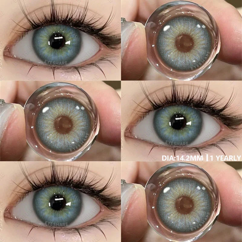 BXOXO Colored Contact Lenses 1pair Natural Eye Lens Blue Eye Lenses Brown Lenses Gray Pupils Yearly Cosmetic Green Contacts