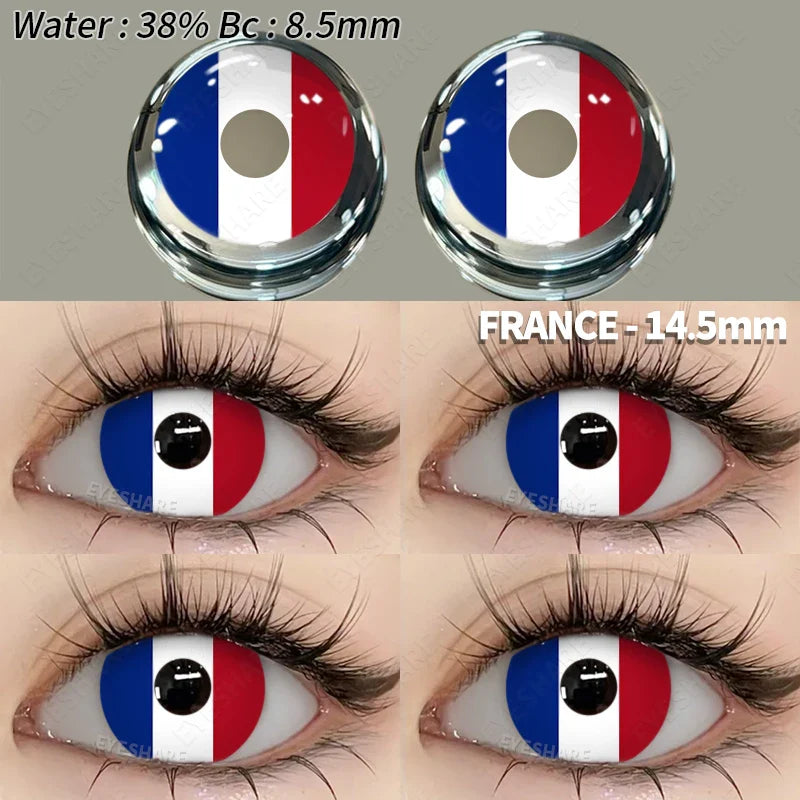 BXOXO 1 Pair Colored Contact Lenses Cosplay Colorful Contact Blue Eyes Contact Anime Red Lenses Halloween white Lenses