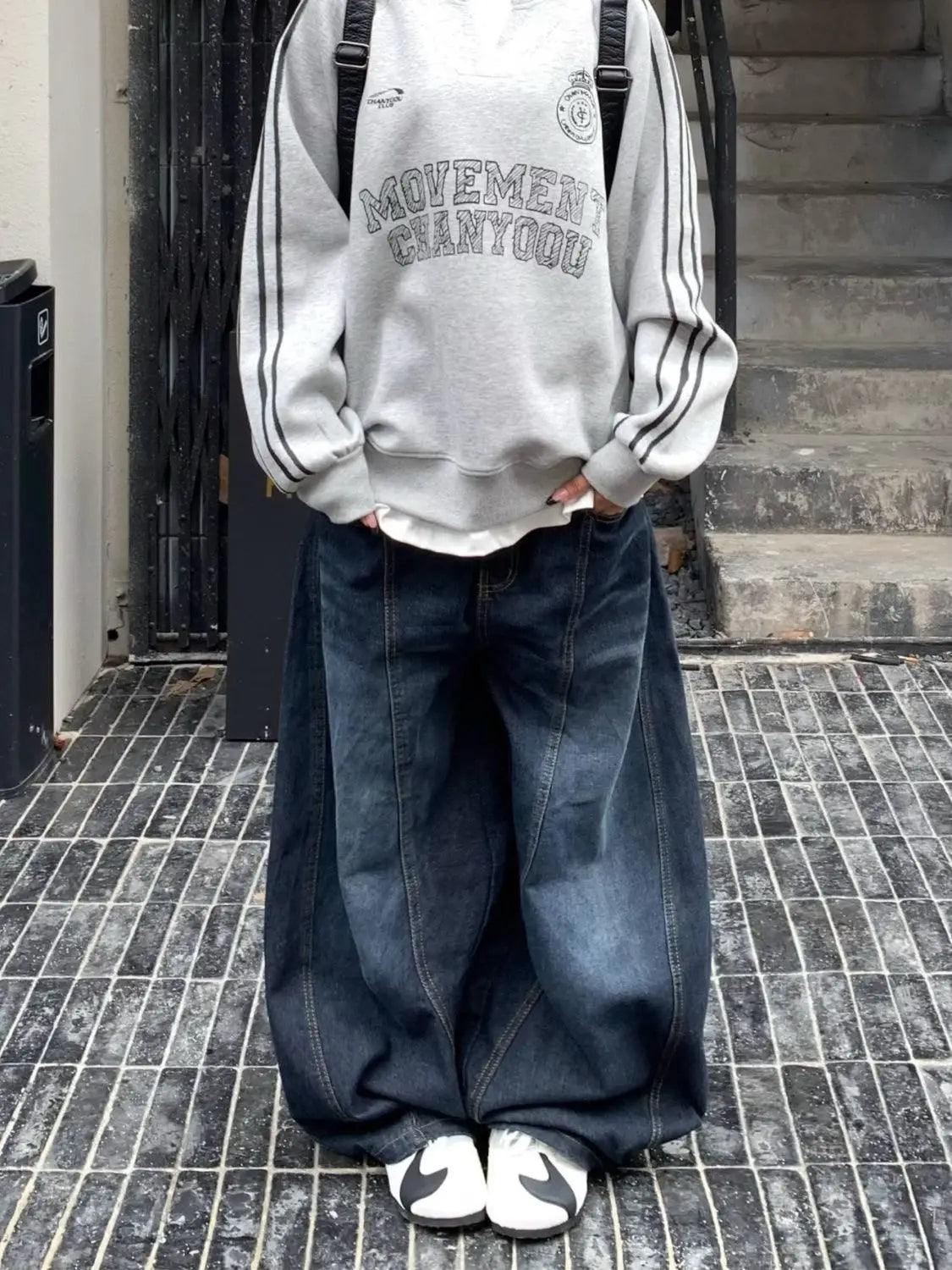 Bxoxo Y2k Letter Embroidery Washed Women Jeans Vintage Harajuku Wide Leg Denim Pants Baggy Gyaru Scimitar Trousers Streetwear