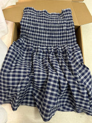 BXOXO Navy Plaid Knee-Length Skirt Woman Summer Ruffles Elastic Waist A-line Short Faldas Female Vintage Preppy Style Sweet Skirts Y2k