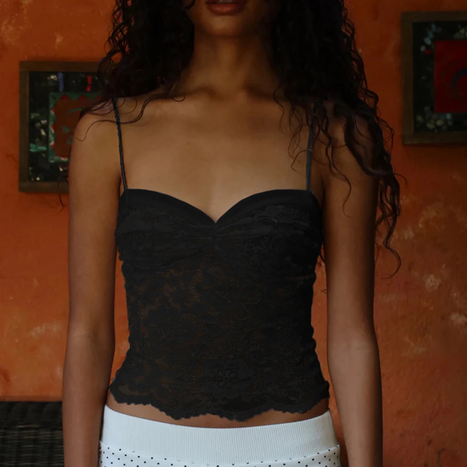 BXOXO Women Y2K Retro Lace Cami Tops Sexy Backless Spaghetti Strap V Neck Low Cut Tanks Sheer Floral Lace Tank Tops Summer