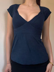 BXOXO Fashion Simple Lace-Up Waist Slim Fit Women Summer New T-Shirts All-Match Basic Trendy Blouses Office Lady