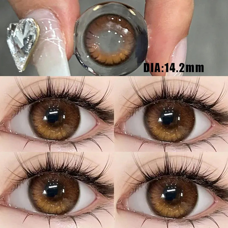 BXOXO 1 Pair Color Contact Lenses for Eyes Purple Lenses Natural Round Lens Color Cosmetics Beauty Pupil Yearly