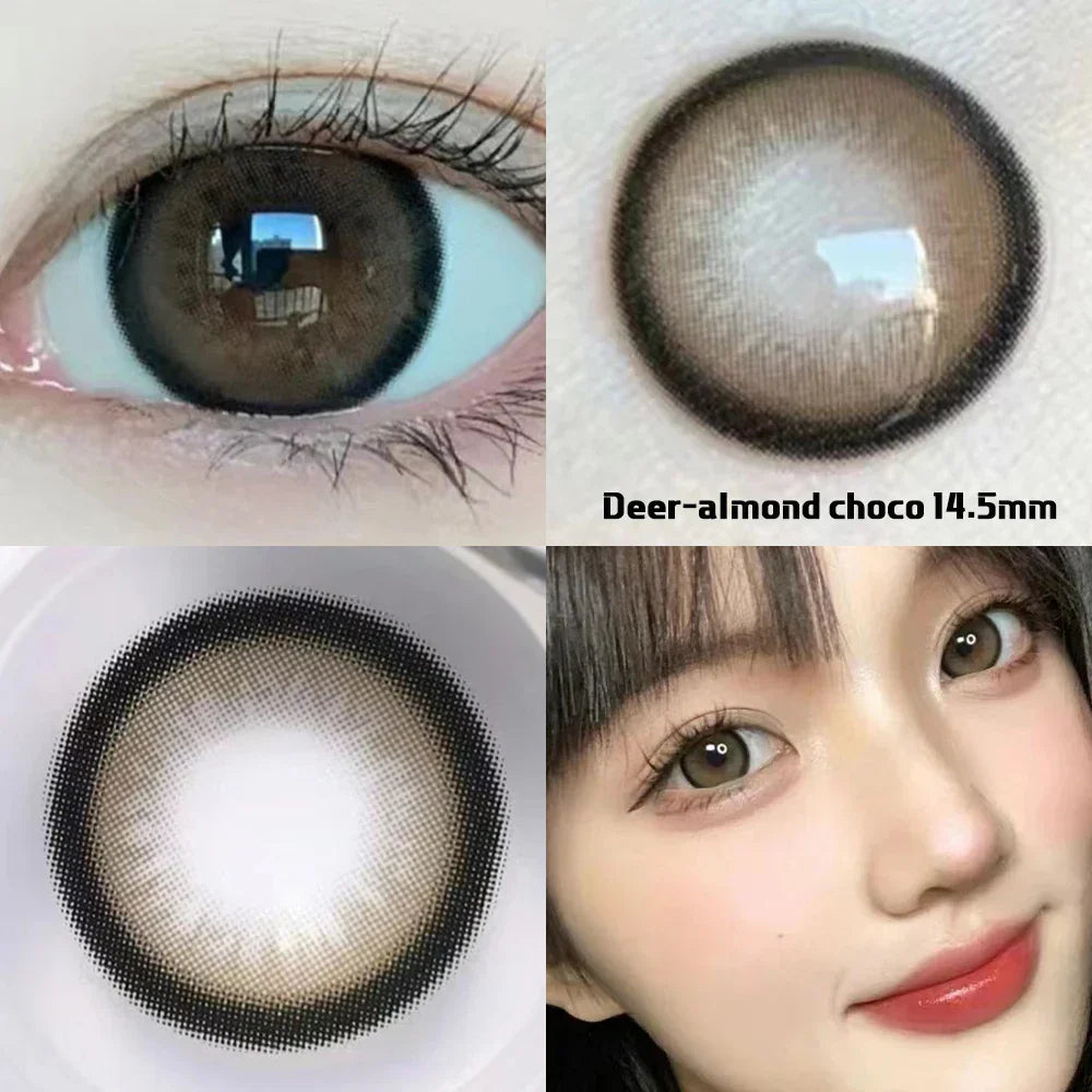 BXOXO 2PCS Brown Lenses Natural Contact Lenses for Eyes Super Beauty Eye Color Lenses Myopia Lenses With Diopters Prescription