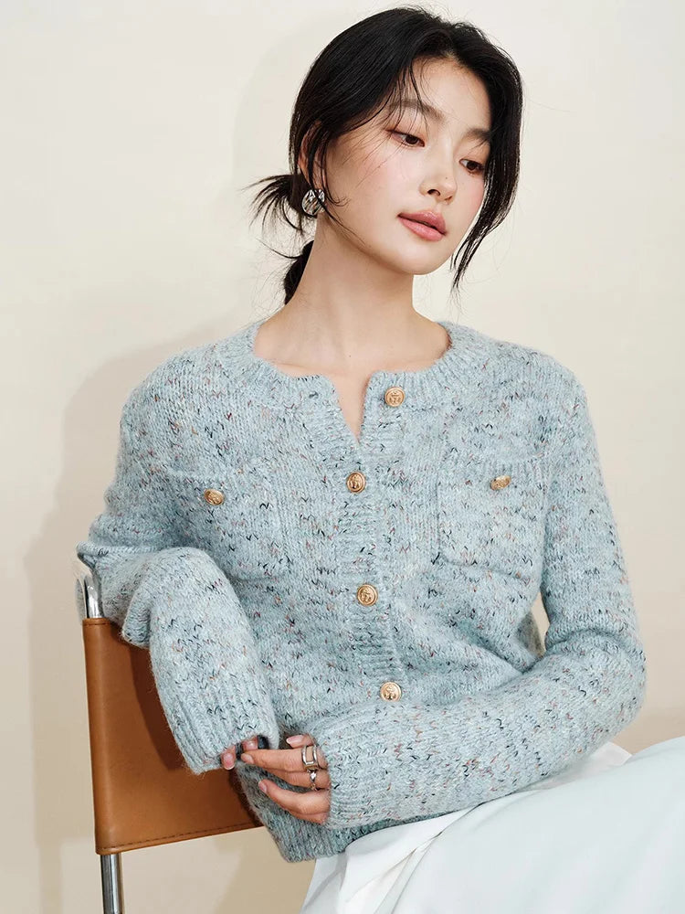Bxoxo Elegant Women Sweet Cardigan Sweaters Vintage Long Sleeve French Knitted Jacket Fall O Neck Female Single Breasted Retro Tops
