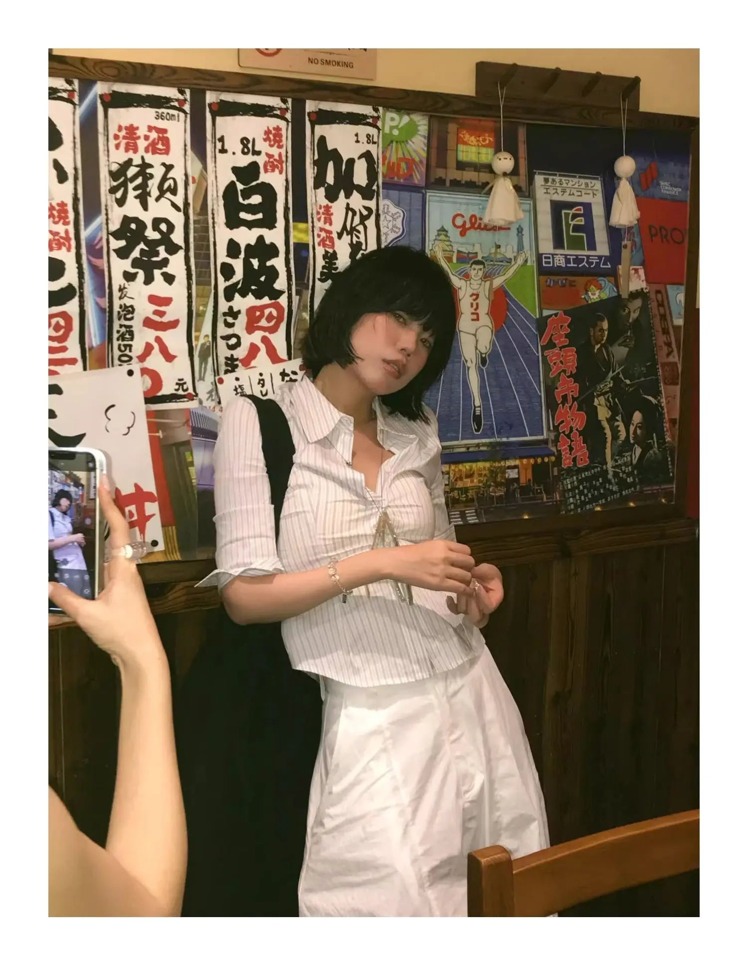 BXOXO Korean Style Casual Shirt Women Three Quarter Striped Shirts 2000s Japanese Y2k Vintage Tops Slim Retro Shirts Summer