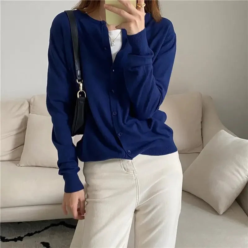 Bxoxo Knitted Sweater Cardigan Loose-fit Warm Jacket Inner Wear Outer Korean Style Stylish Women's Top Core-spun Yarn