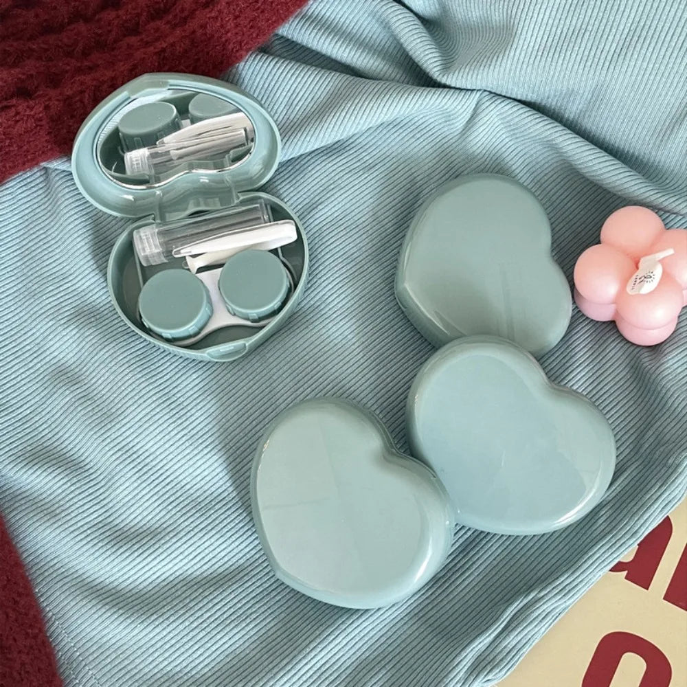 BXOXO Portable Contact Lenses Box Travel Heart With Mirror Tweezer Storage Care Holder Mini Eyes Tool Kit Contact Lens