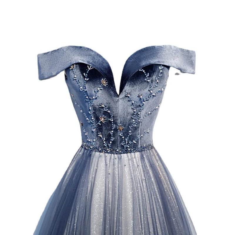 BXOXO Beach Beading Evening Prom Dresses Lace Up Back V-Neck Simple Vestidos Formal Prom Gowns