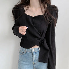 Bxoxo Tops for Women Elegant Social Clothes Korean Style Womens Shirt & Blouse Spring Long Sleeve White Chic Streetwear S Pretty Cute