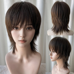 BXOXO 14 Inch Synthetic Brown Mid length Straight Unisex New Fashion Hair Bangs Fiber Heat resistant Natural Party or Selfie