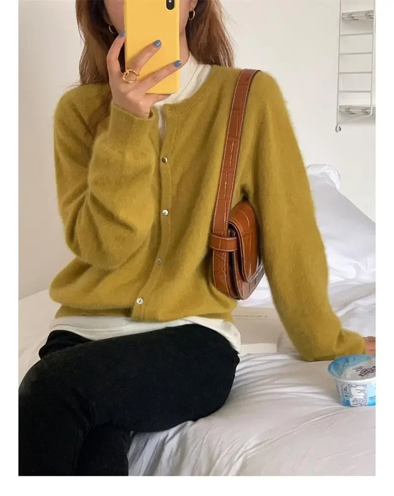 Bxoxo Knitted Sweater Cardigan Loose-fit Warm Jacket Inner Wear Outer Korean Style Stylish Women's Top Core-spun Yarn