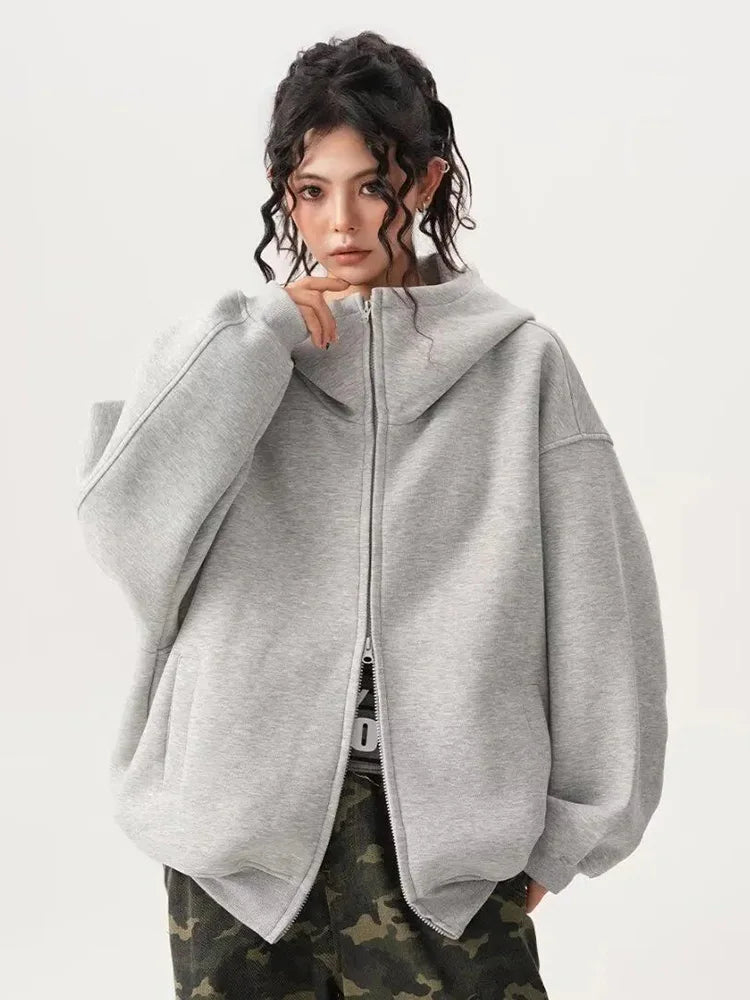 Bxoxo Y2K Black Hoodies Women Streetwear Oversize Loose Long Sleeve Retro Sweatshirt American Harajuku Vintage Bf Tops Coats New
