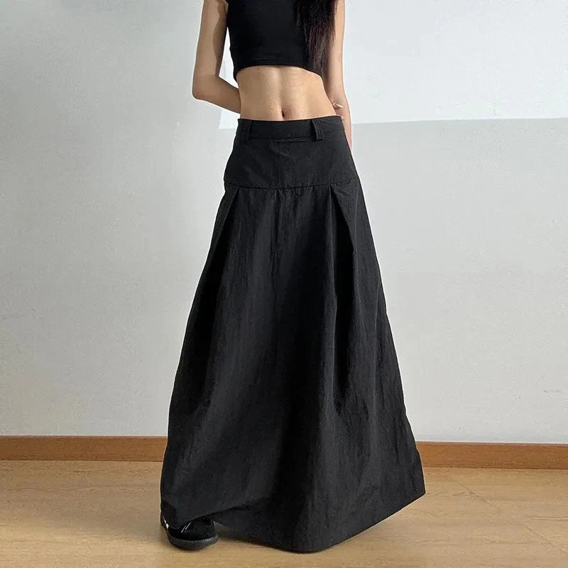 Bxoxo White High Waist Casual Midi Skirt Women Summer New Loose A Line Skirts Fashion Simple Basic Solid Quick Drying Skirt Mujer