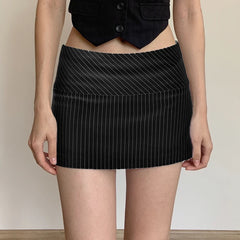 BXOXO Harajuku Striped Print Mini Skirt Vintage y2k Low Rise Skinny Retro Short Skirts for Women Summer Casual Streetwear Basic