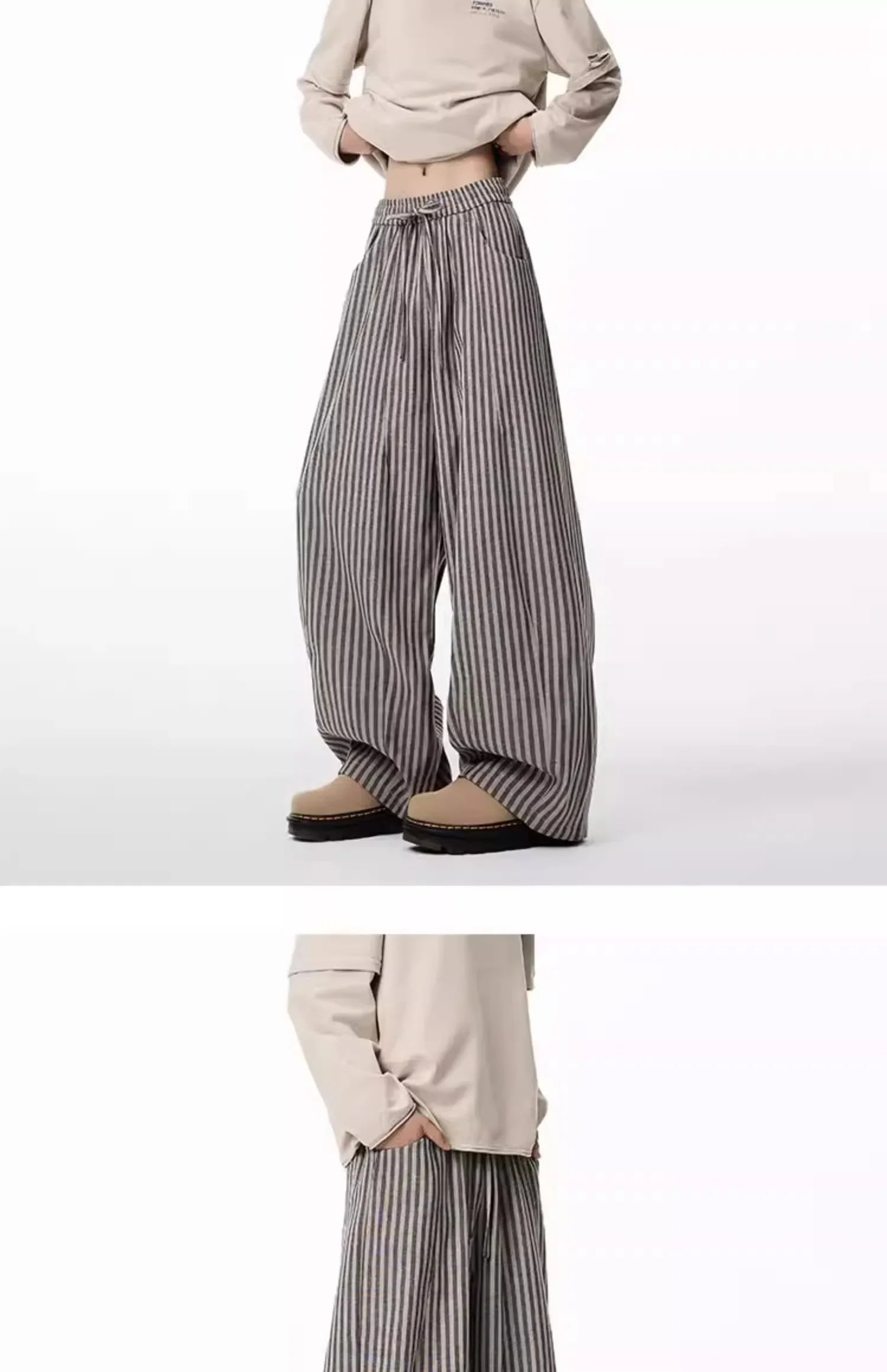 Bxoxo Women's Black Gothic Striped Long Pants Baggy Sweatpants Harajuku Y2k Emo Vintage Oversize Trousers Japanese 2000s Style Clothes