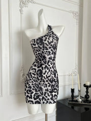 2000s Aesthetic American Vintage Women Dress Sets Hottie Design Leopard Y2k Evening Dress Female Fashion Fairy Retro Outfits New