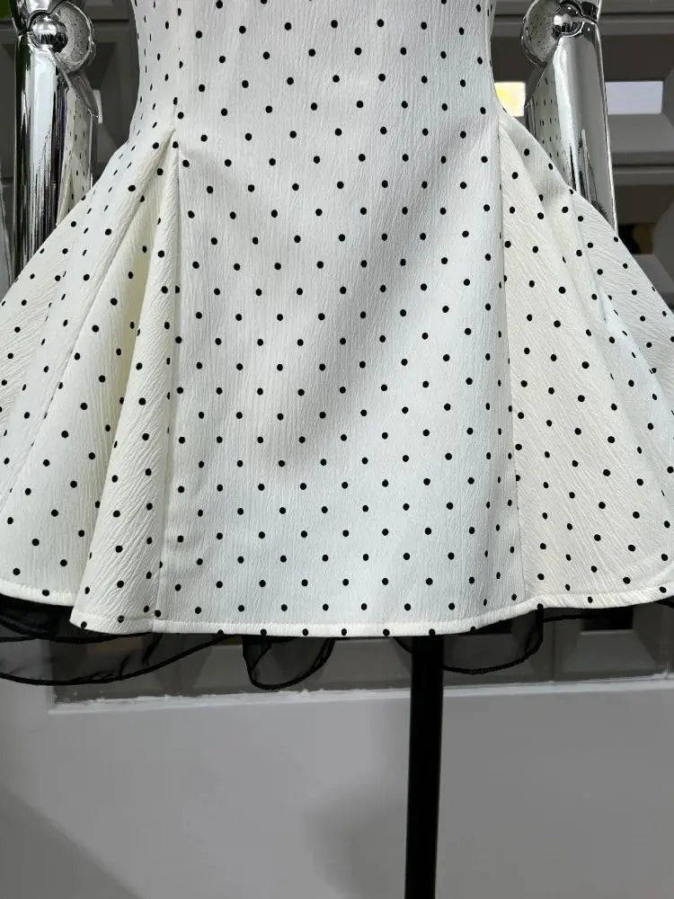 BXOXO Summer Elegant Young Girls Dress Polka Dot Bow Design Mini Club Dresses Appropriate Chic Sexy Party Outfits 2025 New Arrival