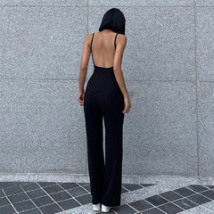 BXOXO Sexy Backless Spaghetti Strap Jumpsuit Woman Summer Black Skinny Bodycon Bodysuit Pants Holiday Ladies Casual Jumpsuits