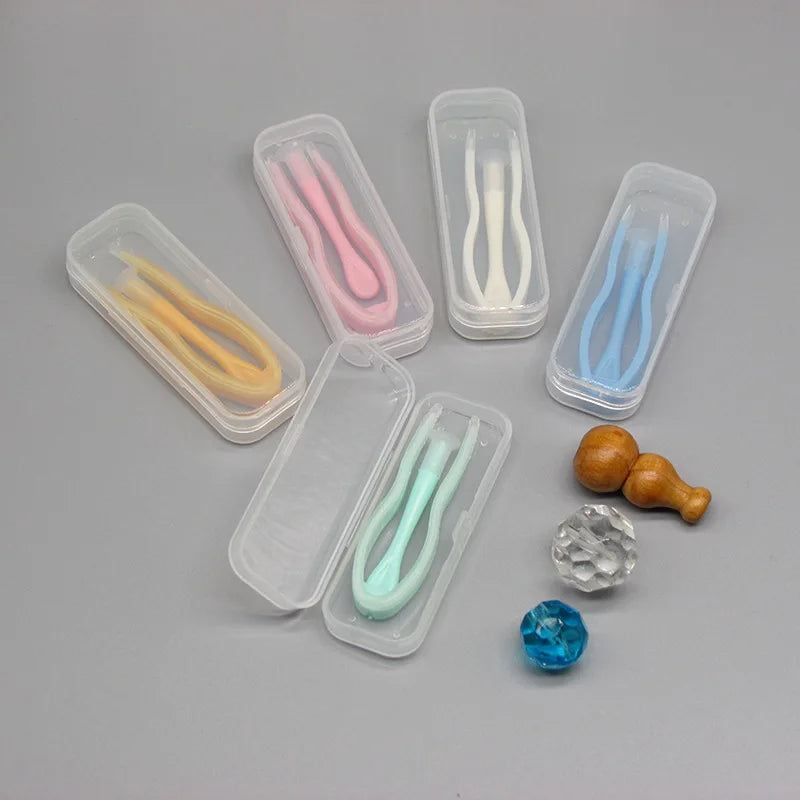 BXOXO Fashion Tweezers Suction Stick Mini Contact Lens Case Set Girl Colored Contact Lenses Box Eyes Contact Lens Container