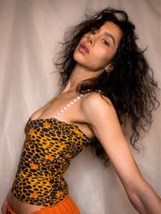 BXOXO Sexy Leopard Print Camisole Women Y2K Pearl Strap Backless Metal Rings Hollow Midnight Clubwear Rave Party Tank Tops