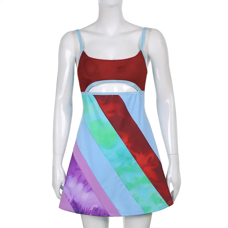 BXOXO Women's Vintage Print Semi-Sheer Sheath Dress 00s Fashion Bodycon Mini Slip Dress Retro Bandana Print Fitted Strap Dress