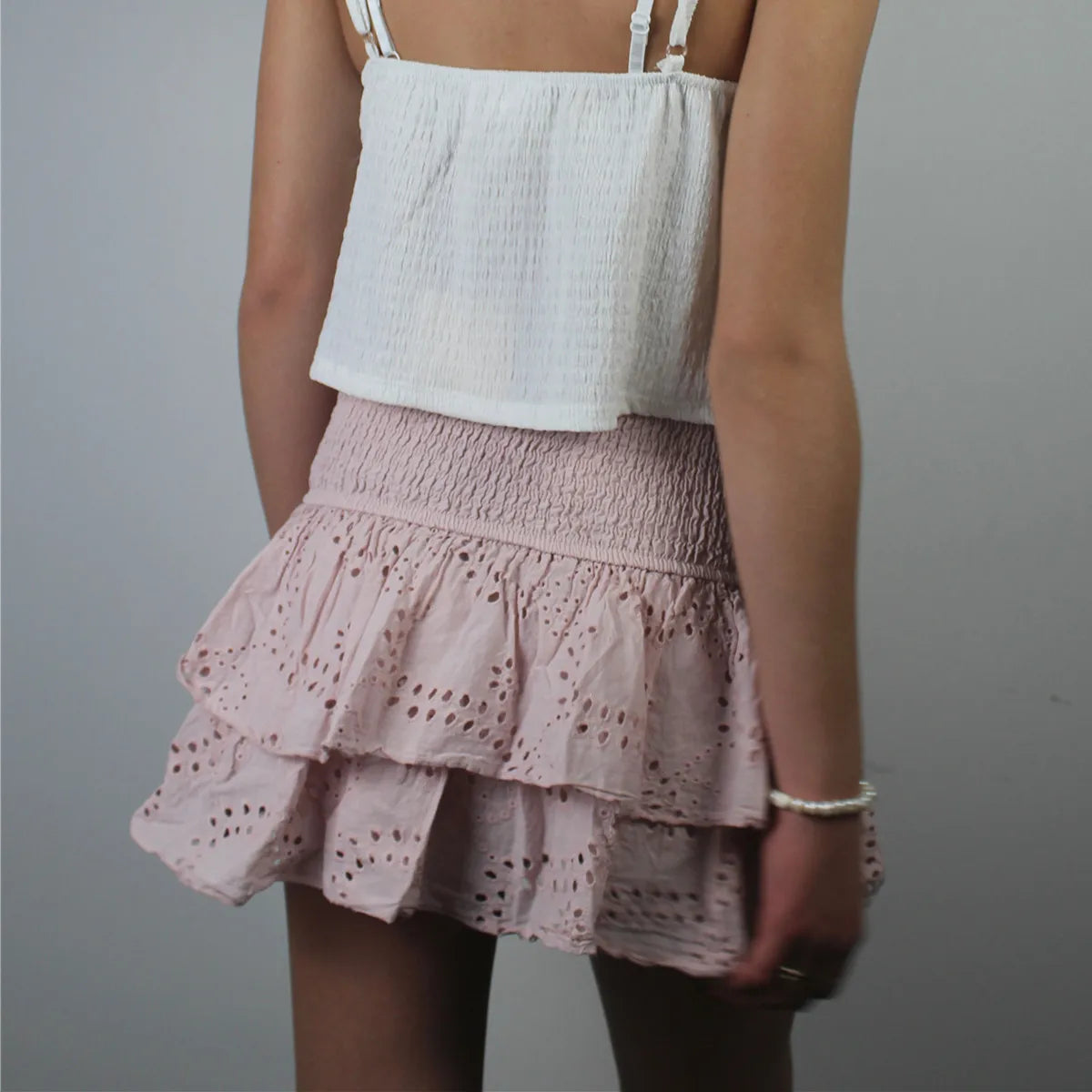 BXOXO Women Y2K Ruffle Layered Mini Skirts Smocked A Line Pleated Short Skirt Boho Beach Mini Skirt Cute Skirts for Teen Girls