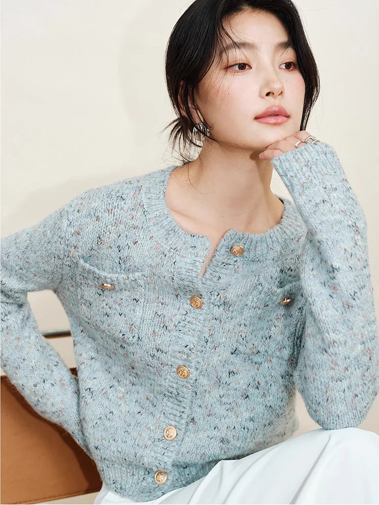 Bxoxo Elegant Women Sweet Cardigan Sweaters Vintage Long Sleeve French Knitted Jacket Fall O Neck Female Single Breasted Retro Tops