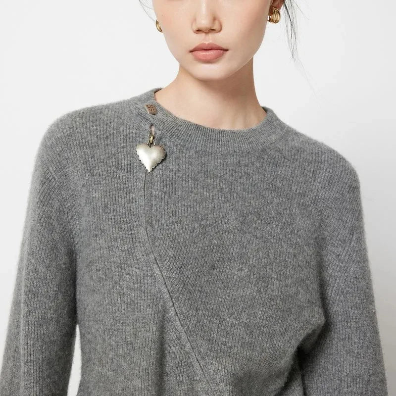 Bxoxo Streetwear Gray Sweaters Women Long Sleeve Vintage O Neck Love Zipper Knitted Cardigan Casual Retro Korean Female Tops Fall